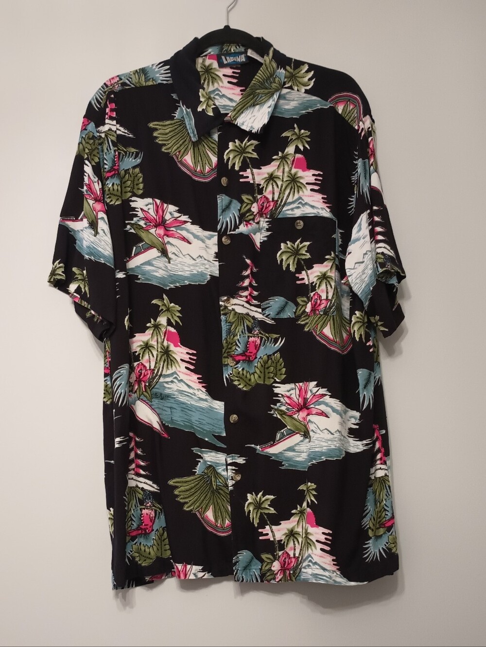 Men's Laguna Tropical Print Hawaiian Short-Sleeve Button-Up Shirt 3X